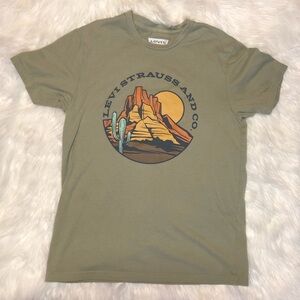 Men's Levi’s Strauss & Co Western Desert Graphic Tee Green Tea Leaf Size Medium